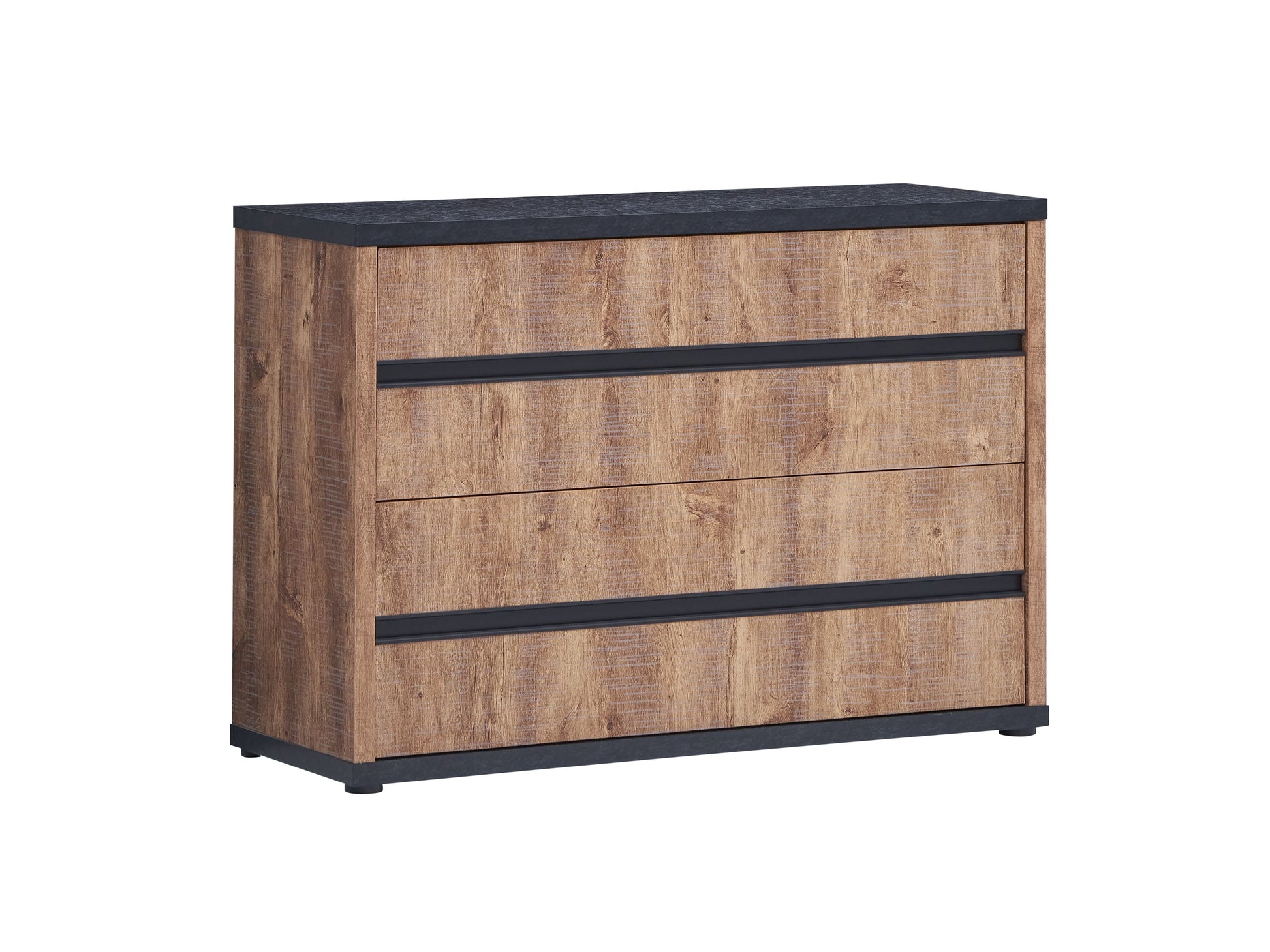 Image of Commode Octavia  - Donkere Eik/Zwart - 110x76x40cm. Belgameubelen biedt u deze commode in industrile stijl....