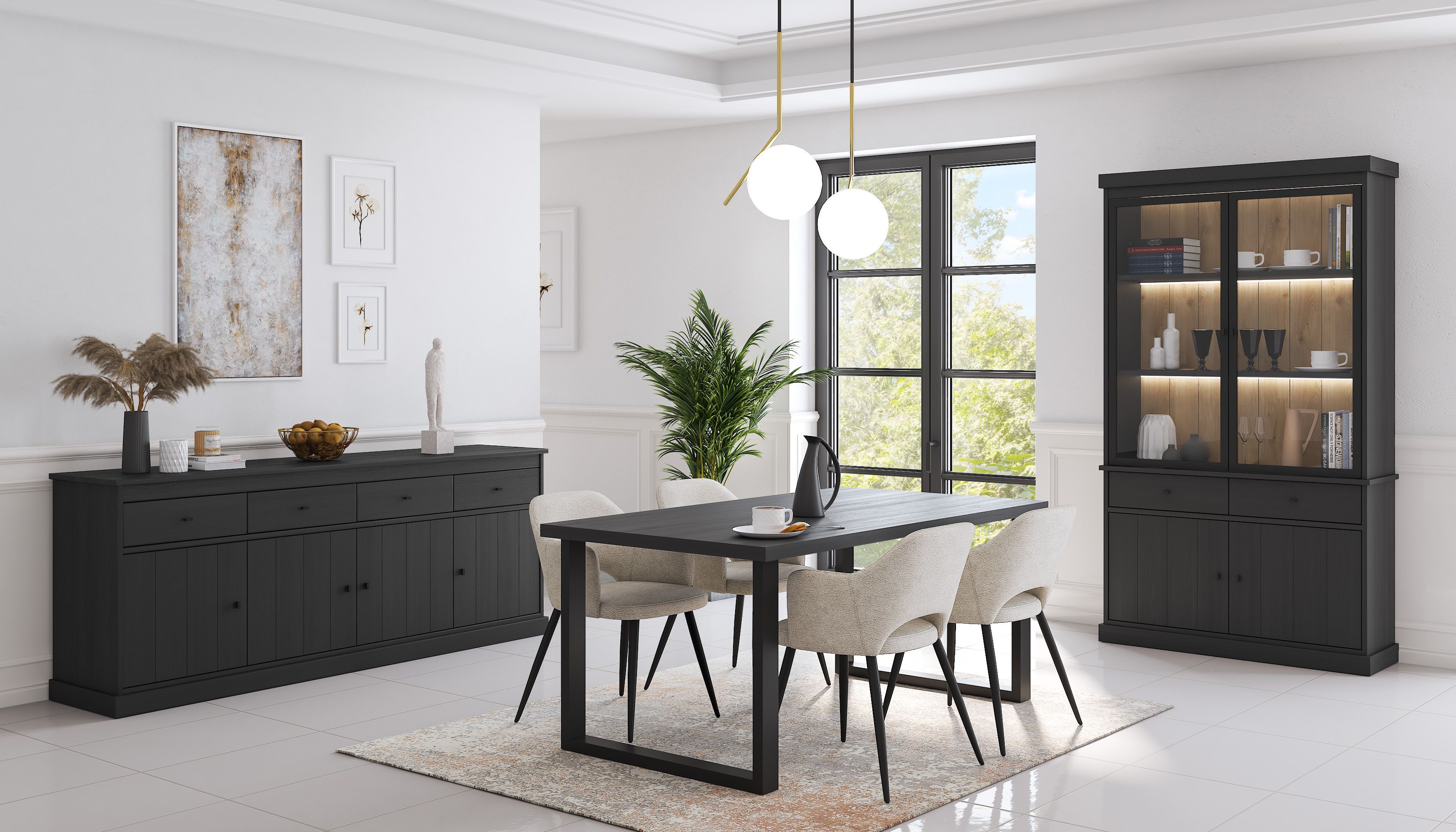 JAD - Eettafel Valencia - Zwart - 180x98x78cm