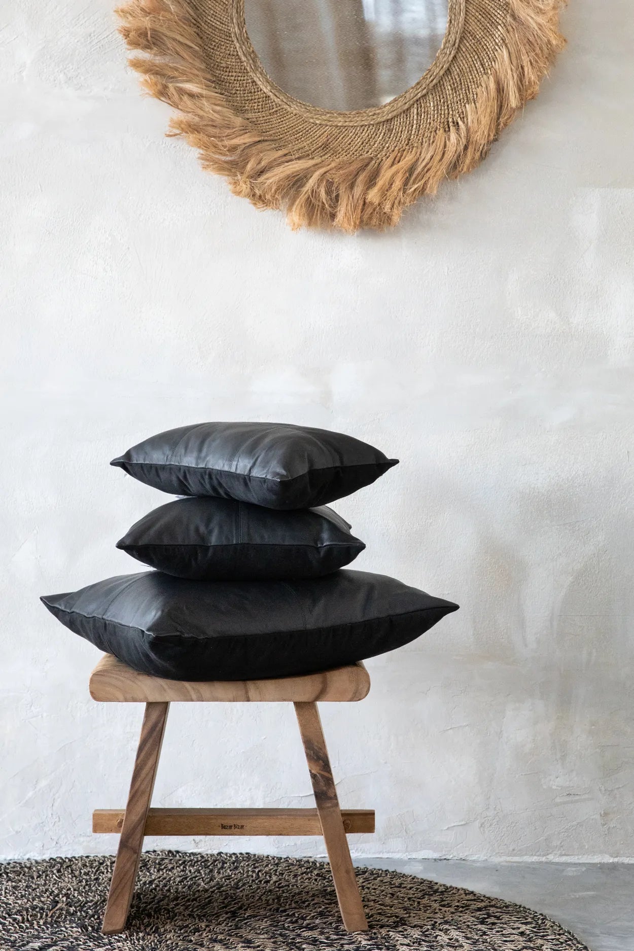 BB - Kussenhoes vierdelige leren - Zwart - 40x40