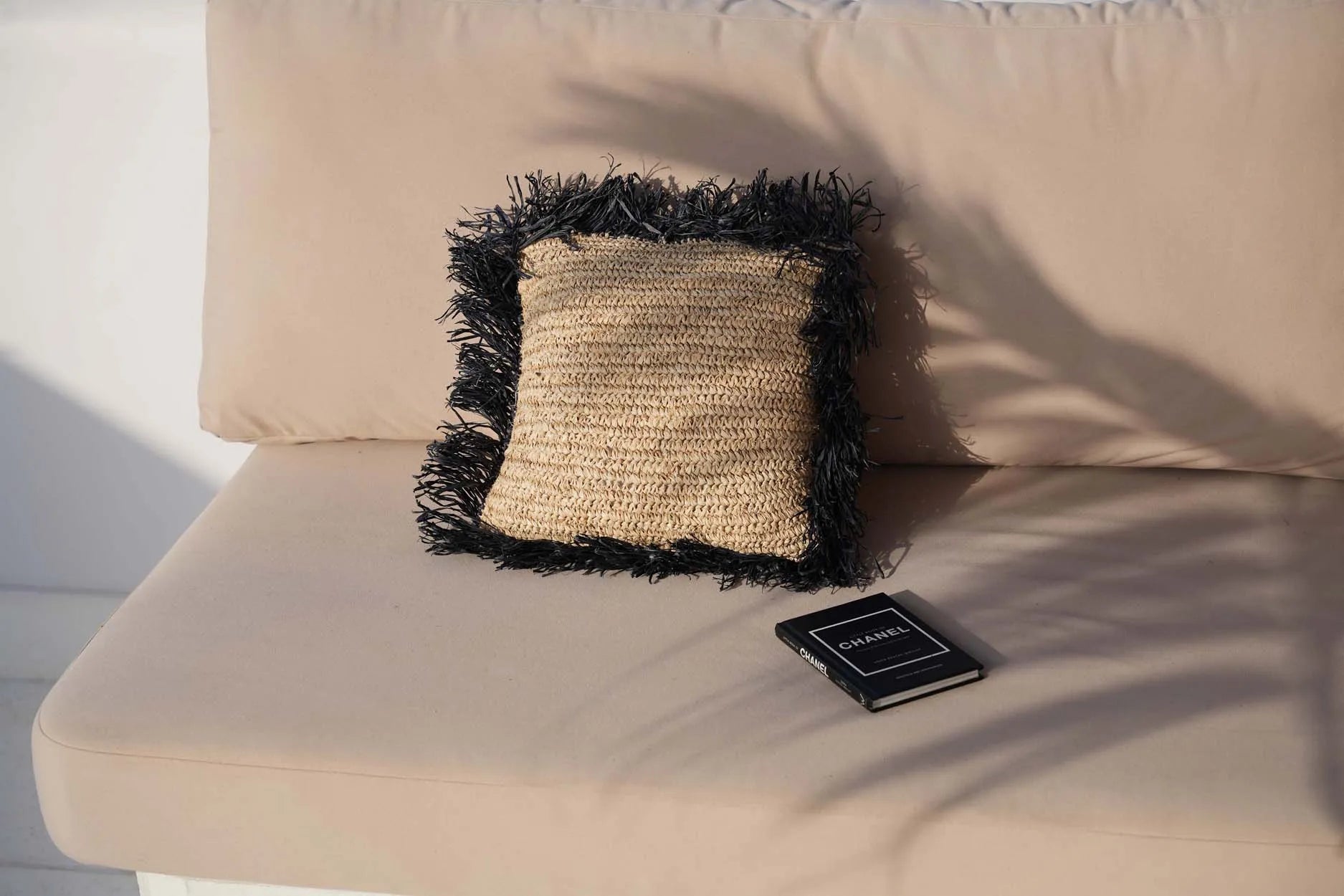BB - Kussenhoes Raffia  Vierkant - Natuurlook Zwart - 40x40