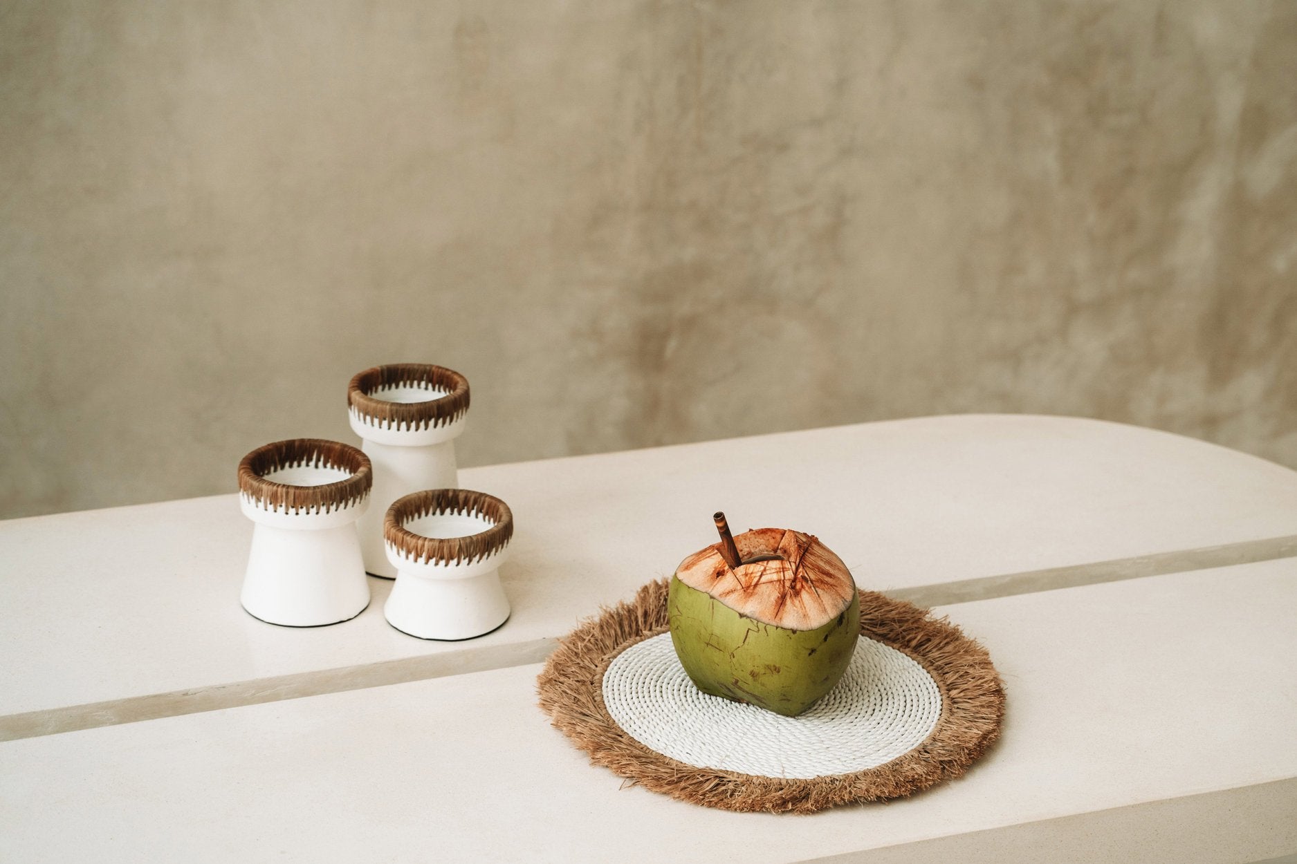 BB - Placemat Waterhyacint Raffia - Wit Natuurlook