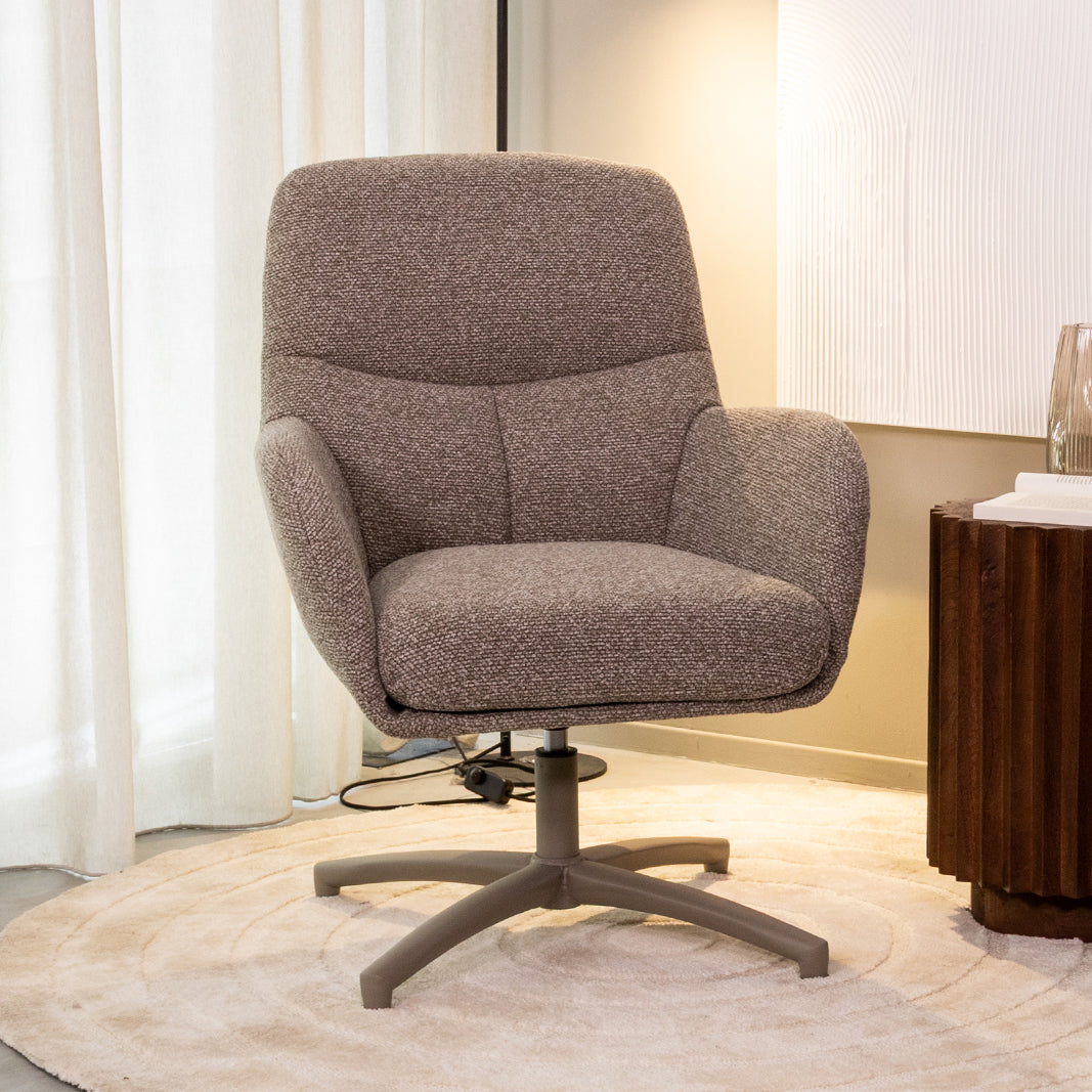 Label51 - Fauteuil pivotant Chill Zone - Bouclé - Champignon - 68 x 73 x 90 cm