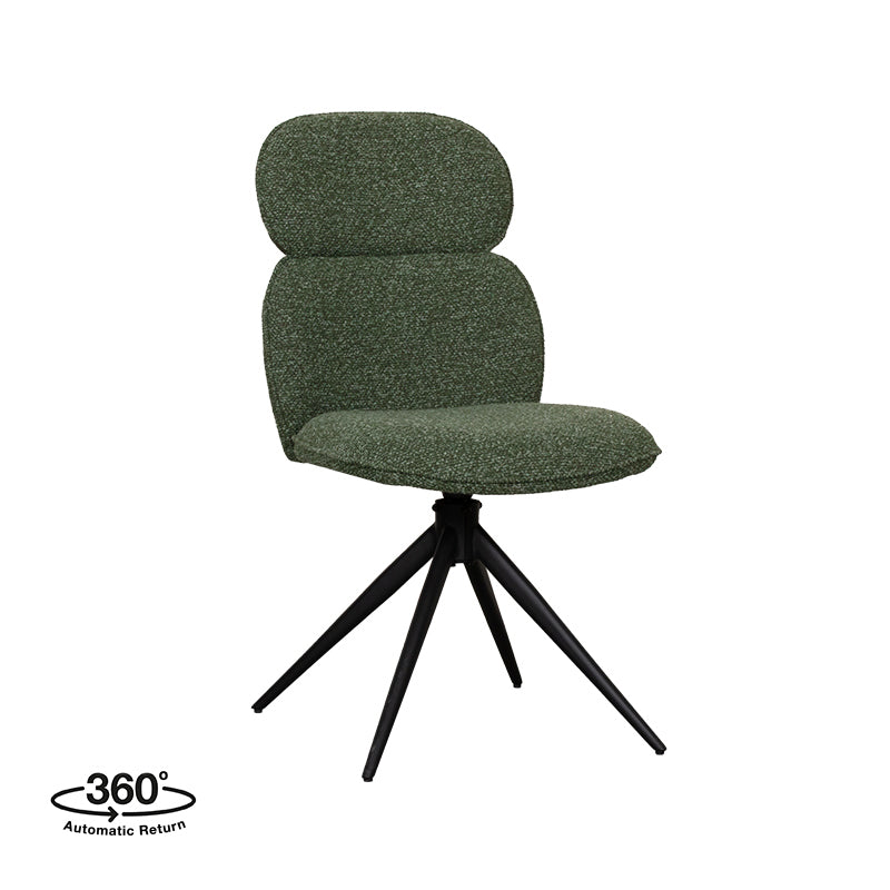 Label51 - Chaise de salle à manger Finn - Bouclé - Vert forêt - 49 x 62 x 91 cm