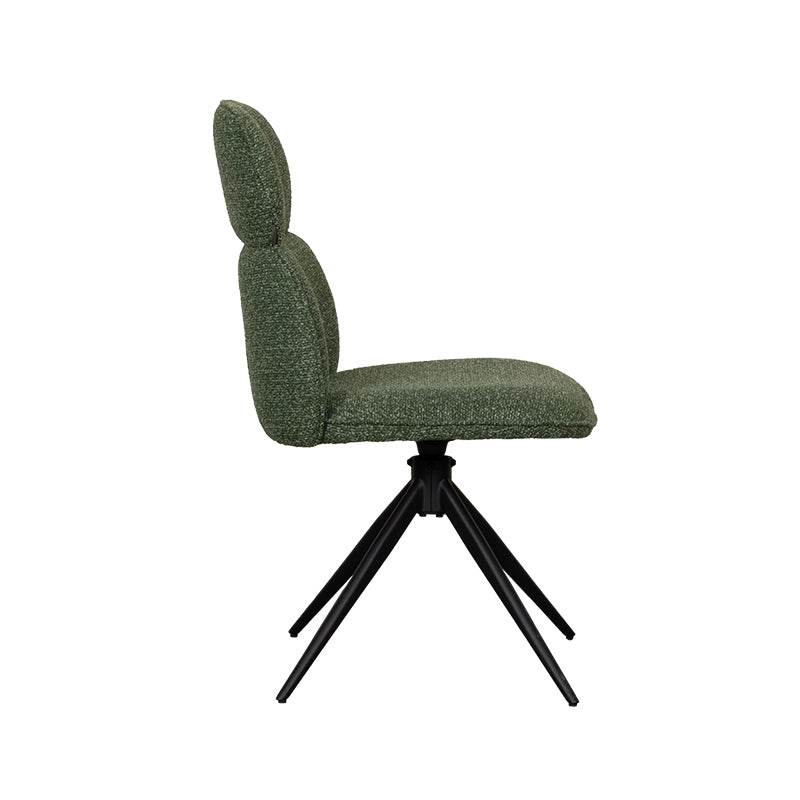 Label51 - Chaise de salle à manger Finn - Bouclé - Vert forêt - 49 x 62 x 91 cm