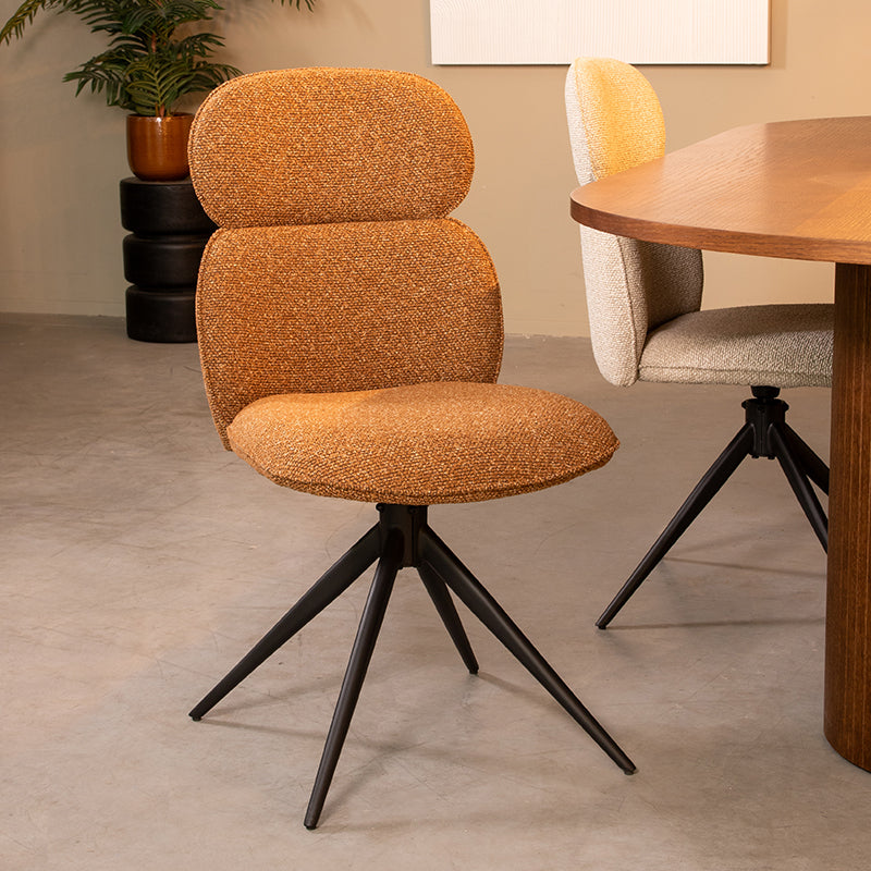 Label51 - Chaise de salle à manger Finn - Bouclette - Corail - 49 x 62 x 91 cm