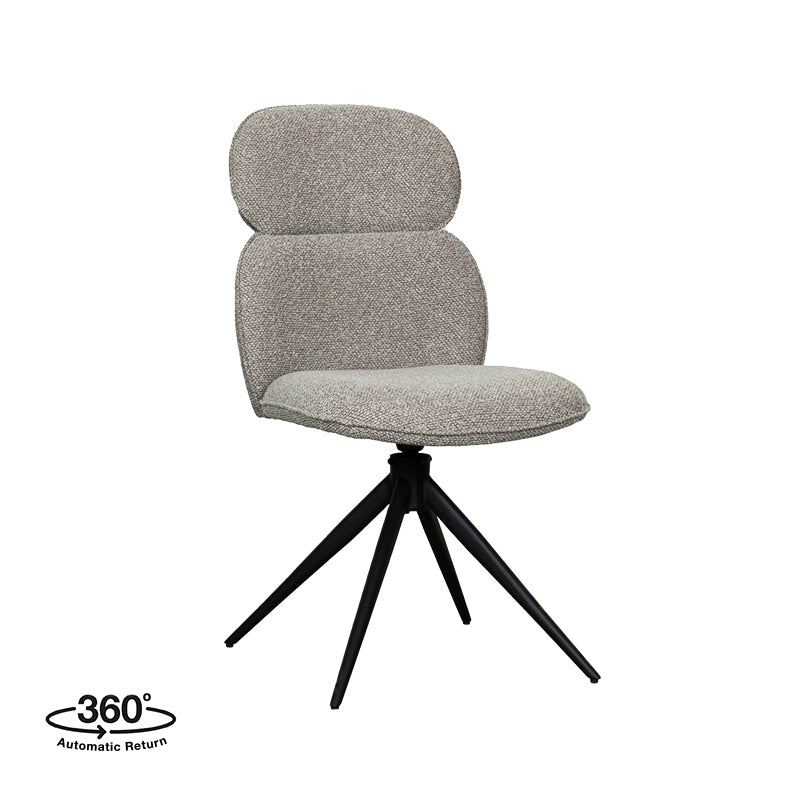 Label51 - Eetkamerstoel Finn - Bouclé - Mushroom - 49 x 62 x 91 cm