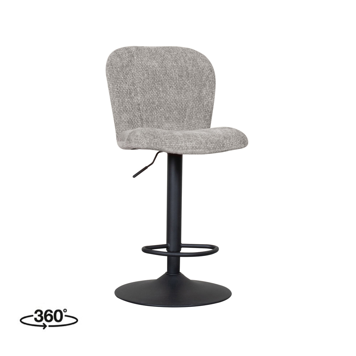 Label51 - Tabouret de bar Vino - Tissu - Gris pierre - 45 x 53 x 95-116 cm