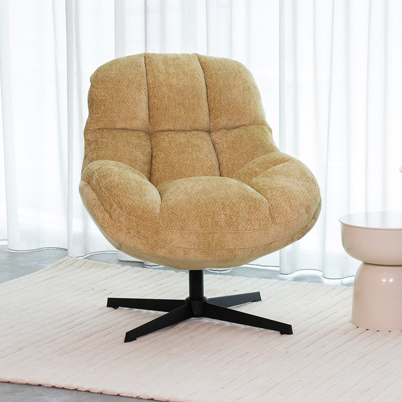 Label51 - Fauteuil pivotant Huxley - Tissu - Laiton - 76 x 86 x 92 cm