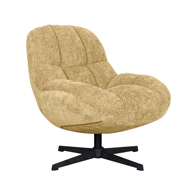 Label51 - Fauteuil pivotant Huxley - Tissu - Laiton - 76 x 86 x 92 cm