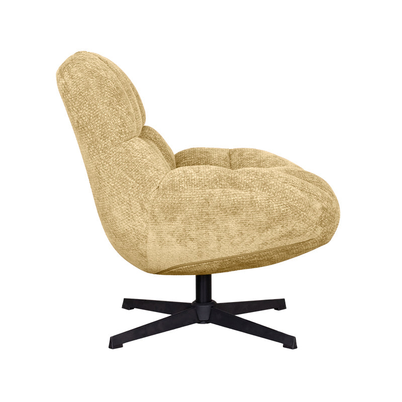 Label51 - Draaifauteuil Huxley - Stof - Messing - 76 x 86 x 92 cm