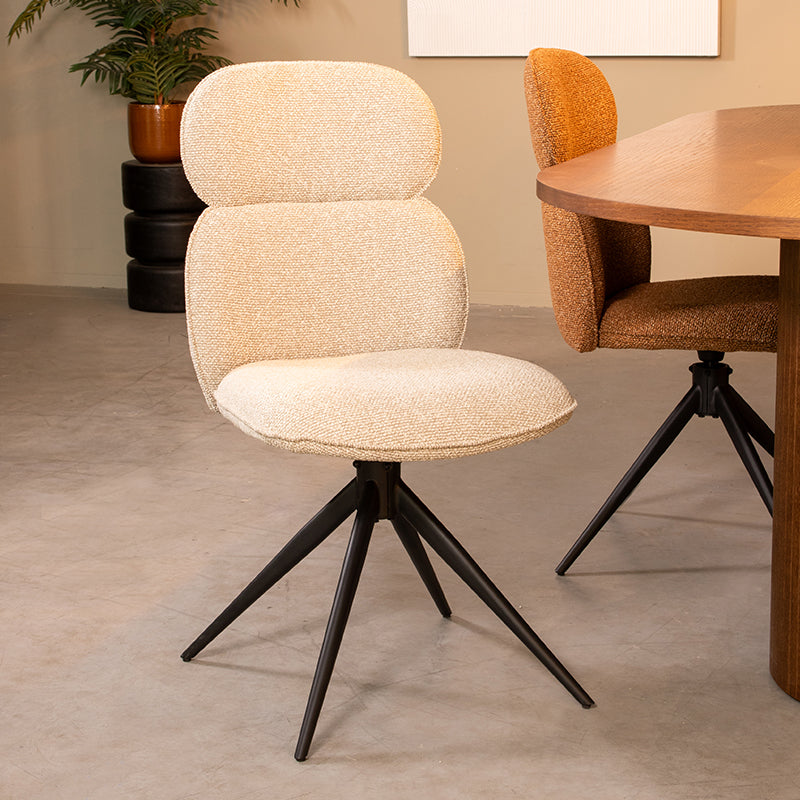 Label51 - Chaise de salle à manger Finn - Bouclette - Naturel - 49 x 62 x 91 cm