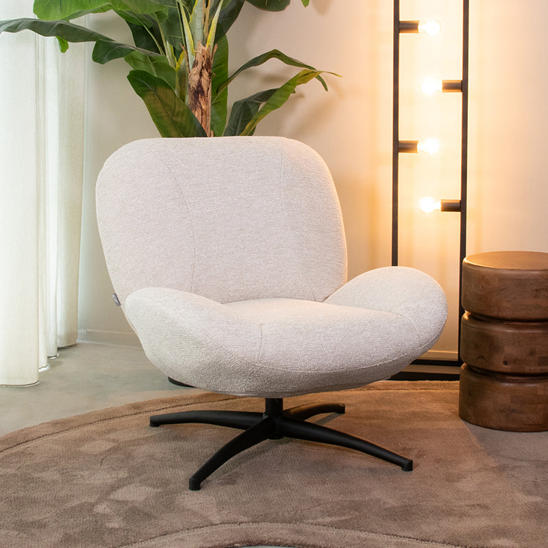 Label51 - Fauteuil pivotant Clayton - Tissu - Naturel - 82 x 89 x 91 cm