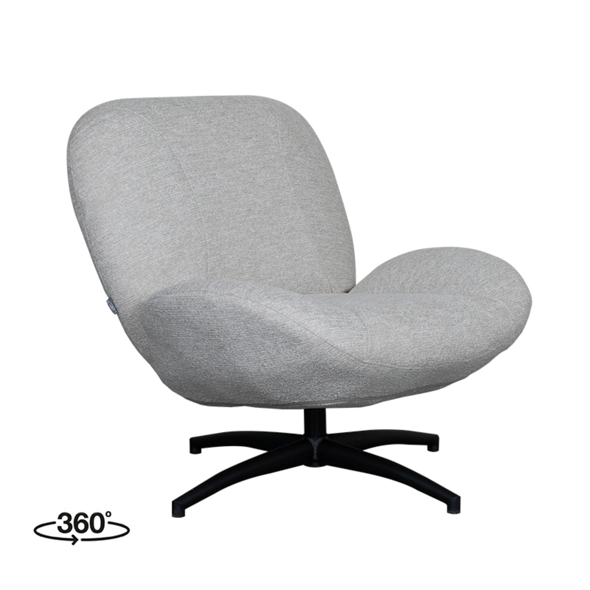 Label51 - Fauteuil pivotant Clayton - Tissu - Naturel - 82 x 89 x 91 cm
