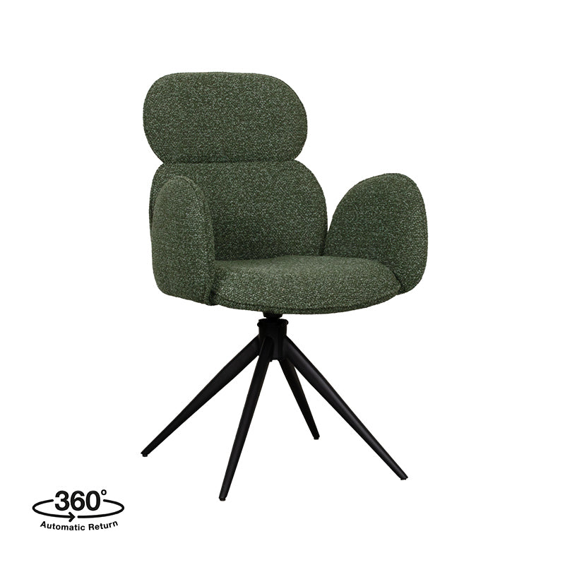 Label51 - Eetkamerstoel Vidar - Bouclé - Bosgroen - 58 x 62 x 91 cm