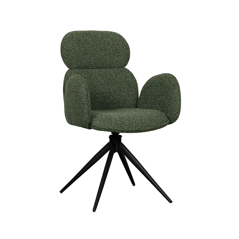 Label51 - Eetkamerstoel Vidar - Bouclé - Bosgroen - 58 x 62 x 91 cm