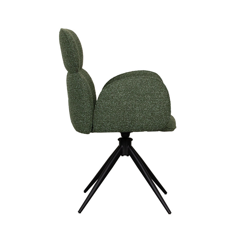 Label51 - Eetkamerstoel Vidar - Bouclé - Bosgroen - 58 x 62 x 91 cm