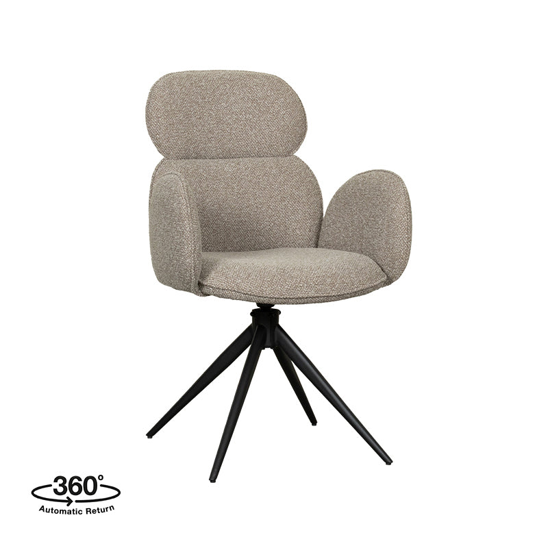 Label51 - Eetkamerstoel Vidar - Bouclé - Naturel - 58 x 62 x 91 cm