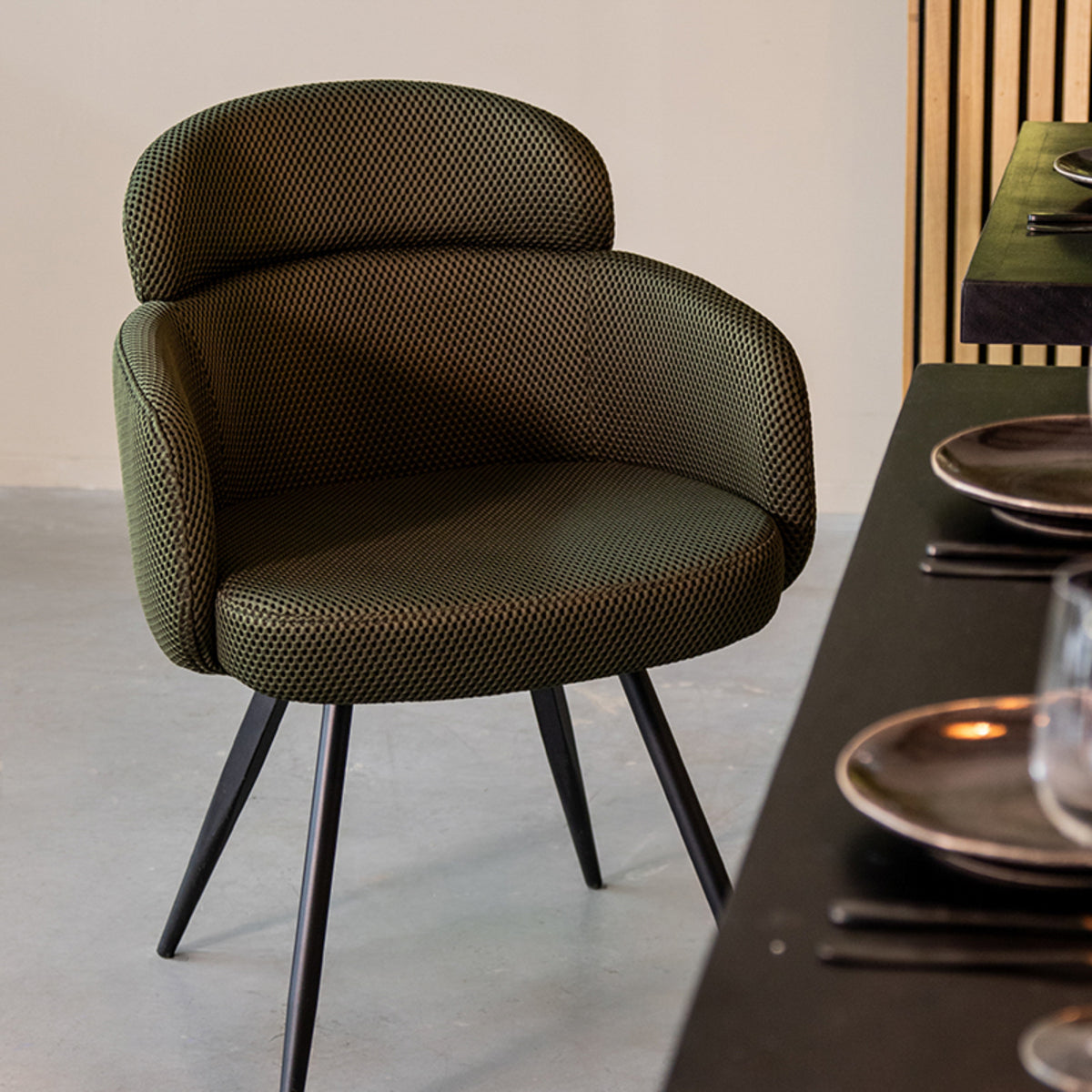 Label51 - Eetkamerstoel Dinner - Stof - Hunter groen - 56 x 60 x 80 cm