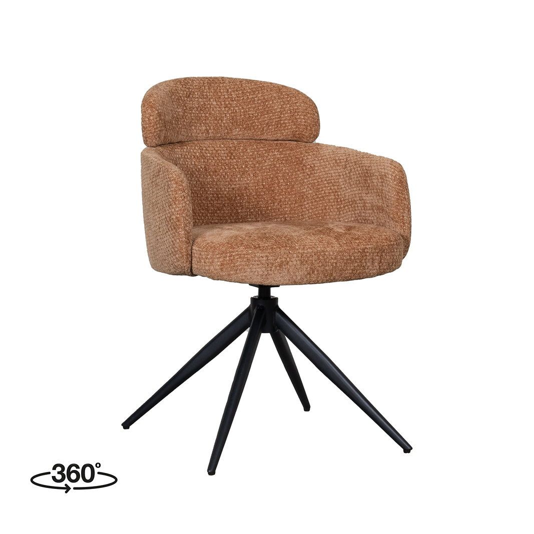 Label51 - Chaise de salle à manger Levi - Tissu - Cognac - 56 x 60 x 80 cm