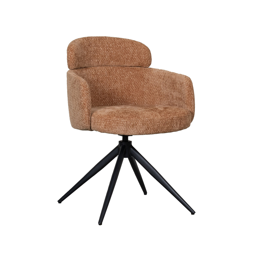 Label51 - Chaise de salle à manger Levi - Tissu - Cognac - 56 x 60 x 80 cm