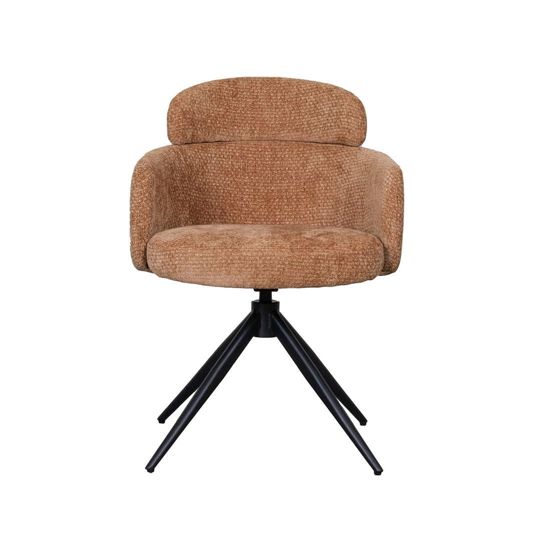 Label51 - Chaise de salle à manger Levi - Tissu - Cognac - 56 x 60 x 80 cm