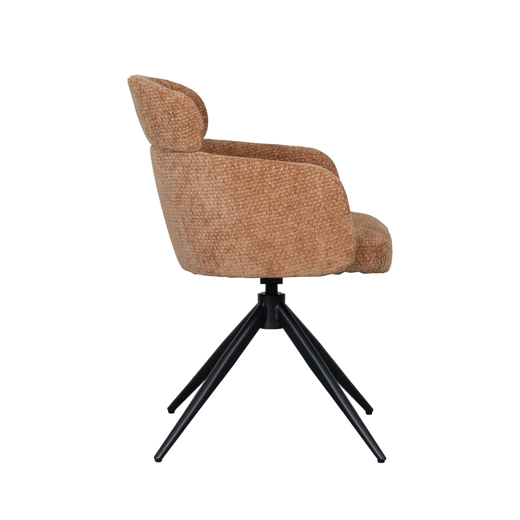 Label51 - Chaise de salle à manger Levi - Tissu - Cognac - 56 x 60 x 80 cm