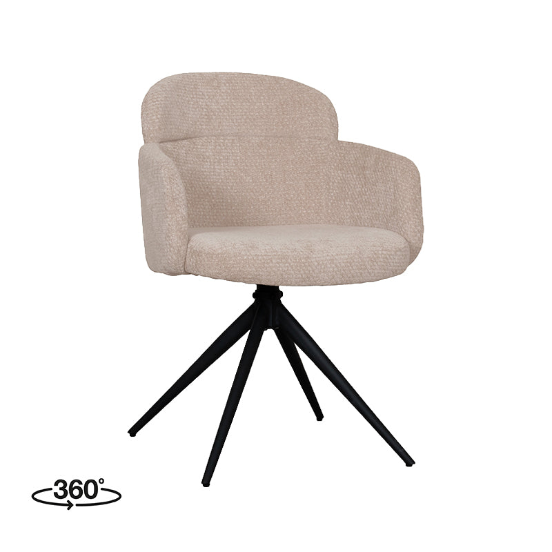 Label51 - Eetkamerstoel Levi - Stof - Klei - 56 x 60 x 80 cm