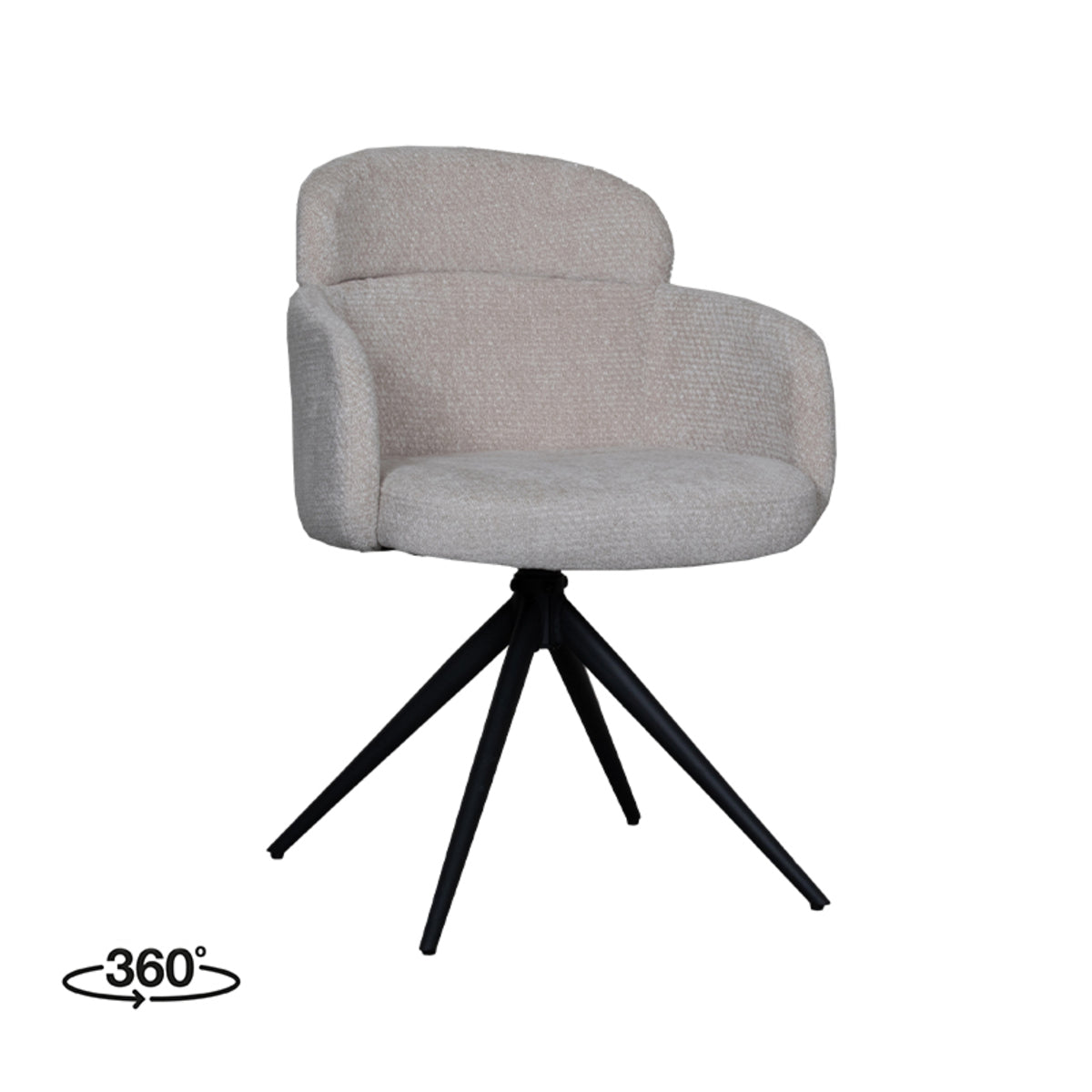 Label51 - Eetkamerstoel Levi - Stof - Naturel - 56 x 60 x 80 cm