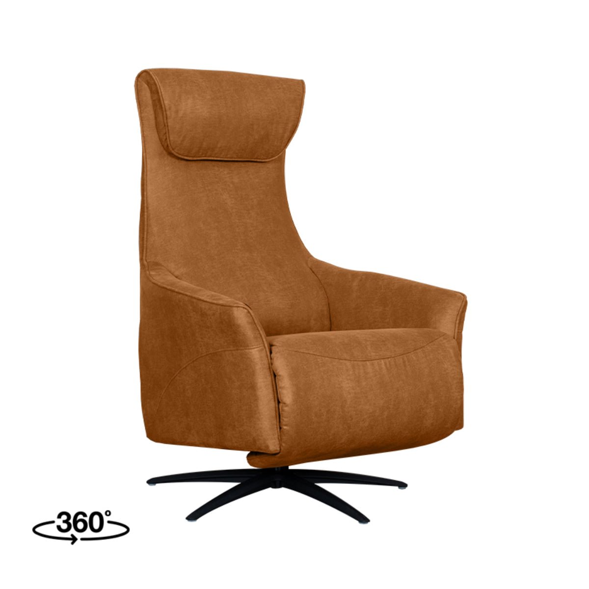 Label51 - Fauteuil relax électrique Lund - Microsuède - Cognac - 74 x 83 x 112 cm