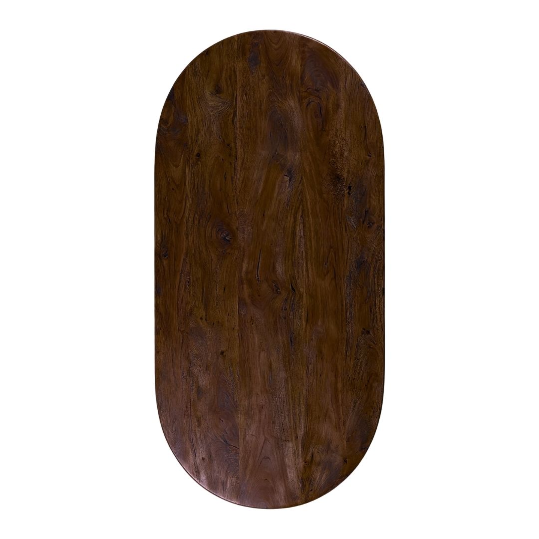 Label51 - Plateau de table demi-cercle bord irrégulier - Bois de manguier - Espresso - 220 x 100 cm