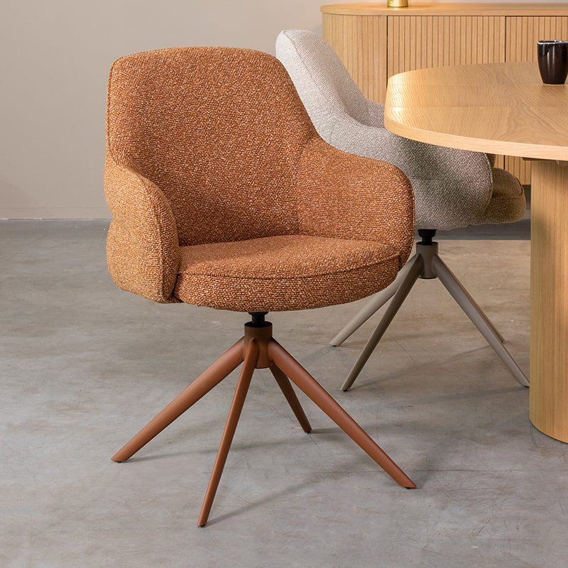 Label51 - Chaise de salle à manger Bern - Bouclette - Corail - 61 x 66 x 91 cm