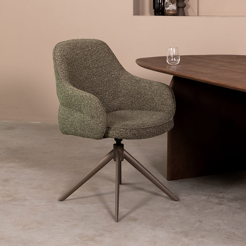 Label51 - Chaise de salle à manger Bern - Bouclé - Vert forêt - 61 x 66 x 91 cm