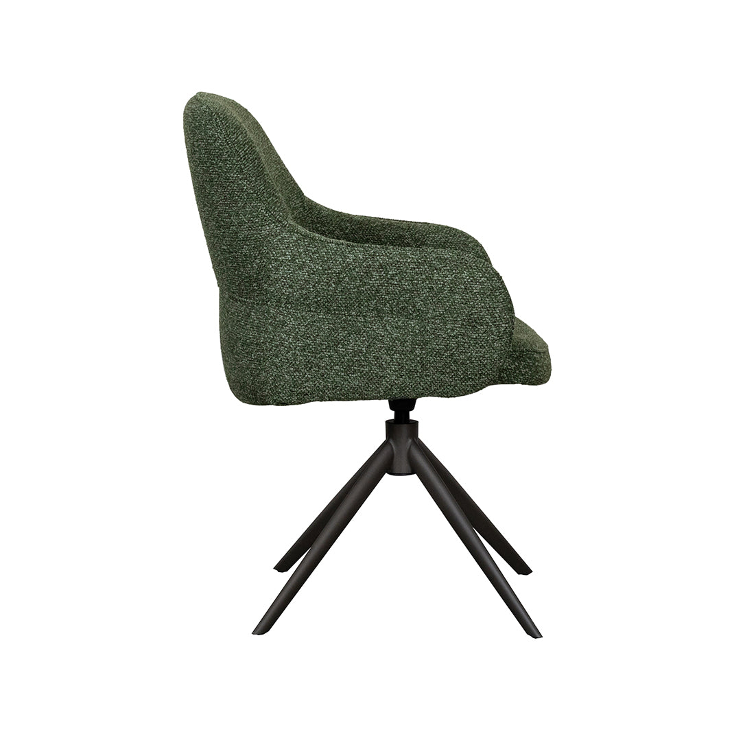 Label51 - Chaise de salle à manger Bern - Bouclé - Vert forêt - 61 x 66 x 91 cm
