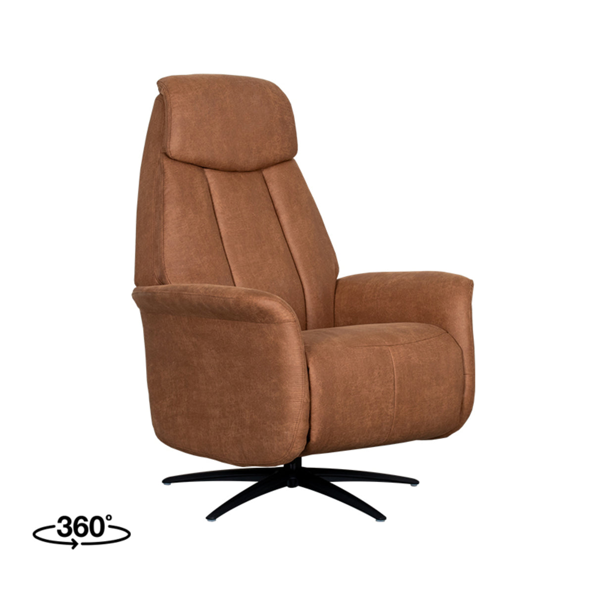 Label51 - Fauteuil relax électrique Oslo - Microsuède - Cognac - 79 x 87 x 112 cm