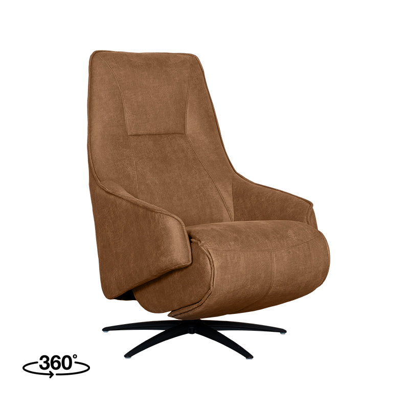 Label51 - Fauteuil relax électrique Odense - Microsuède - Cognac - 68 x 87 x 110 cm