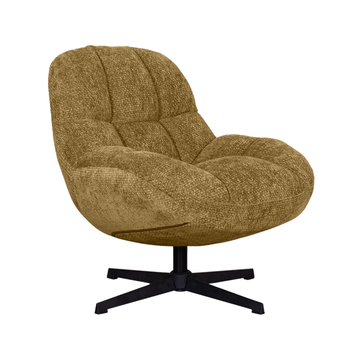 Label51 - Fauteuil pivotant Huxley - Tissu - Moutarde - 76 x 86 x 92 cm