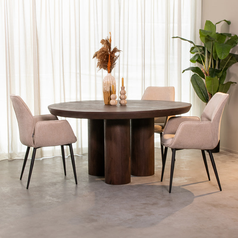 Label51 - Eettafel Olly - Mangohout - Espresso - 150 x 150 x 75 cm