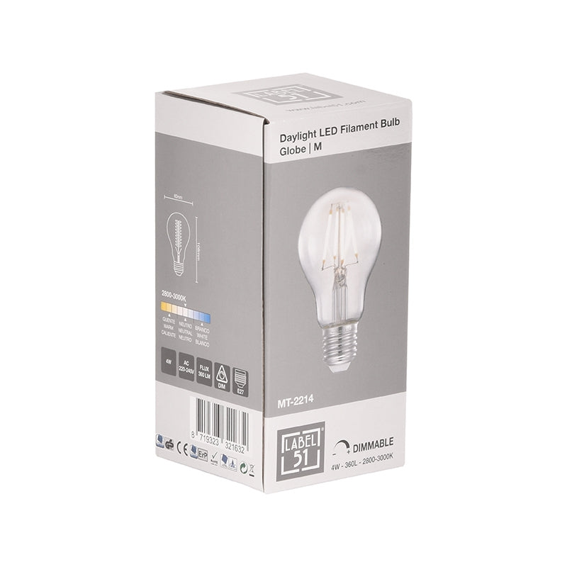 Label51 - LED-lamp Kooldraadlamp Bol - Glas - Helder - 6 x 6 x 10.8 cm