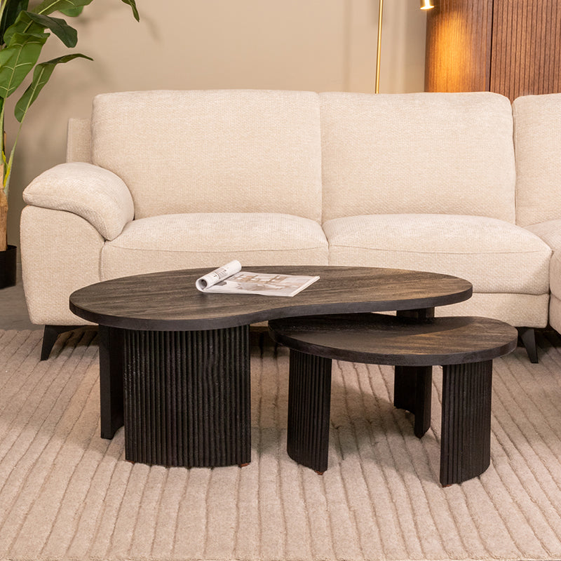 Label51 - Set de tables basses Timon - Bois de manguier - Noir - 100 x 58 x 40 cm