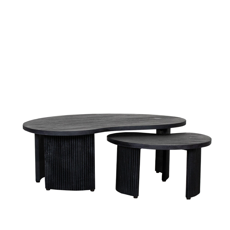 Label51 - Set de tables basses Timon - Bois de manguier - Noir - 100 x 58 x 40 cm