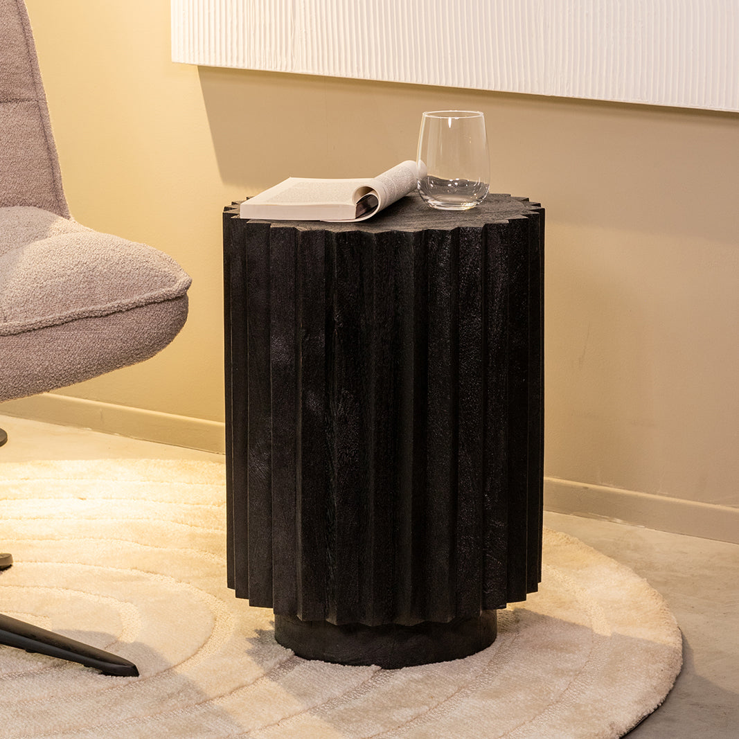 Label51 - Table d'appoint Novan - Bois de manguier - Noir - 35 x 35 x 48 cm