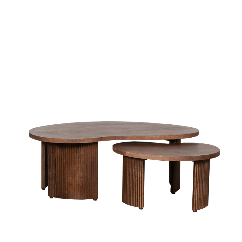 Label51 - Set de tables basses Timon - Bois de manguier - Naturel - 100 x 58 x 40 cm