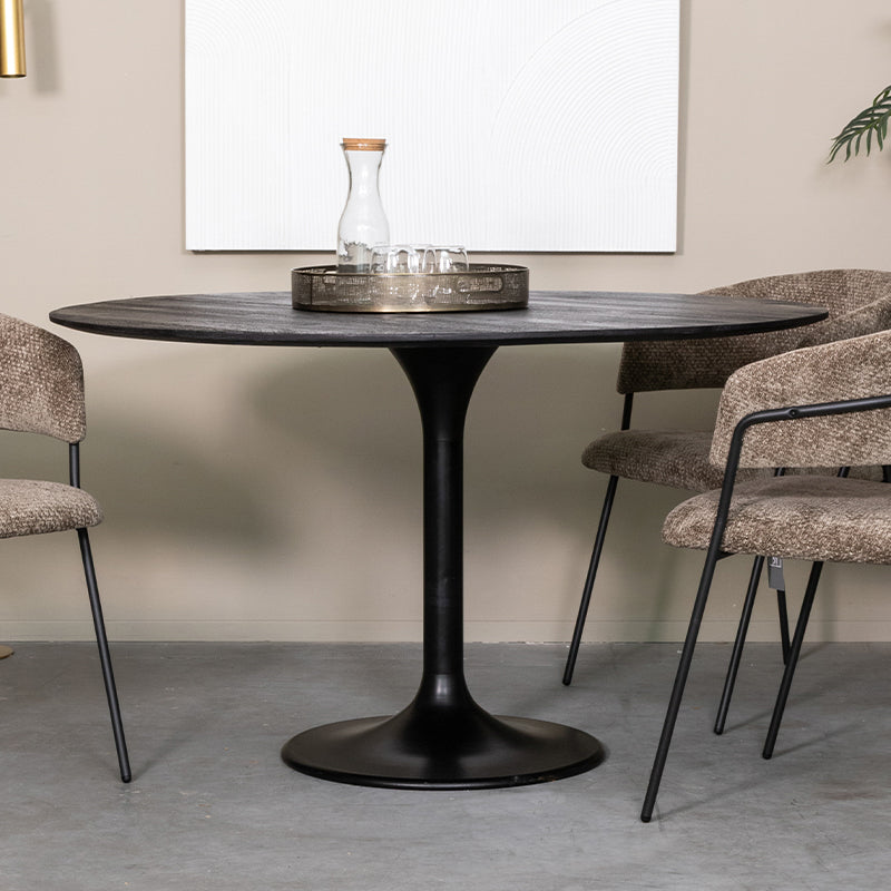 Label51 - Table à manger Otto - Bois de manguier - Noir - 130 x 130 x 75 cm