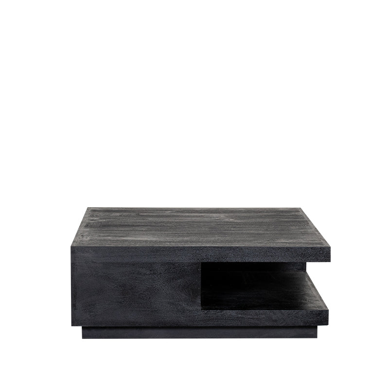 Label51 - Table basse carrée - Bois de manguier - Noir - 80 x 80 x 30 cm