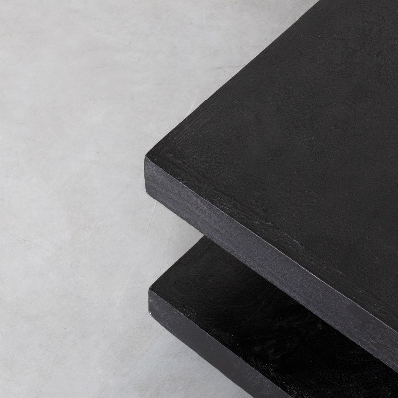 Label51 - Table basse carrée - Bois de manguier - Noir - 80 x 80 x 30 cm