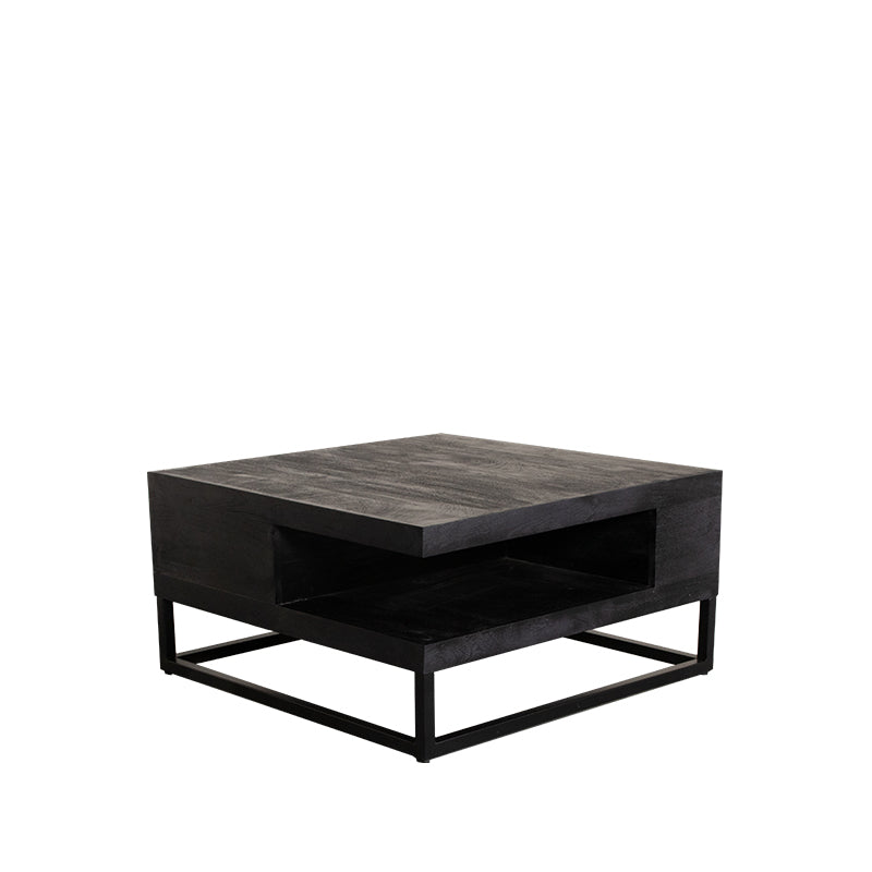 Label51 - Table basse Cube - Bois de manguier - Noir - 80 x 80 x 40 cm