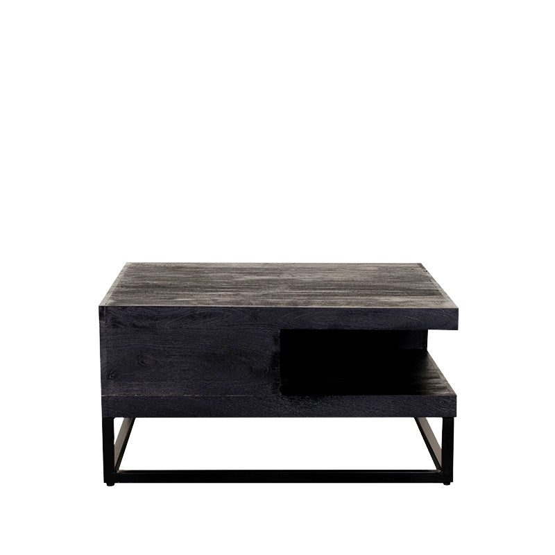 Label51 - Table basse Cube - Bois de manguier - Noir - 80 x 80 x 40 cm