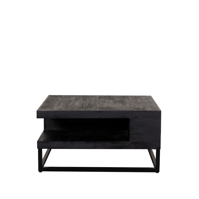 Label51 - Table basse Cube - Bois de manguier - Noir - 80 x 80 x 40 cm