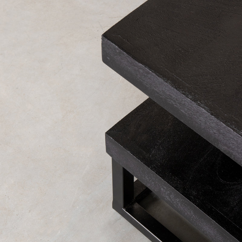 Label51 - Table basse Cube - Bois de manguier - Noir - 80 x 80 x 40 cm
