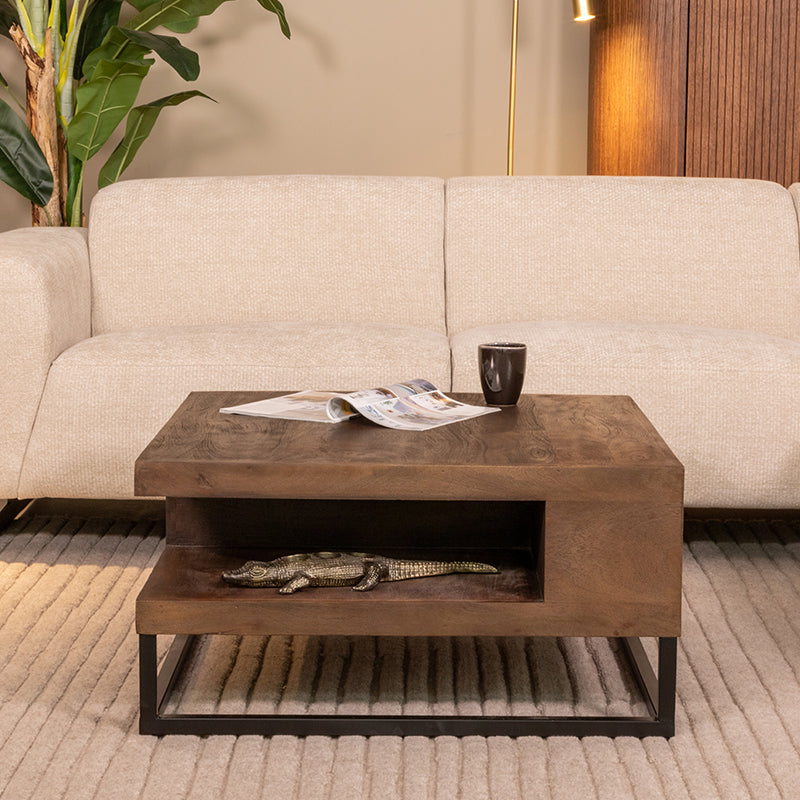 Label51 - Table basse Cube - Bois de manguier - Espresso - 80 x 80 x 40 cm